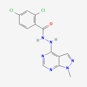 molecular formula C13H10Cl2N6O B3013911 2,4-二氯-N'-(1-甲基-1H-吡唑并[3,4-d]嘧啶-4-基)苯甲酰肼 CAS No. 383902-68-9