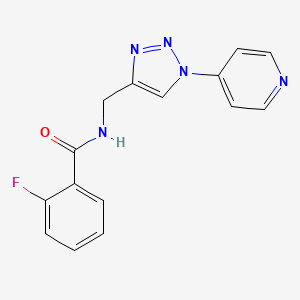molecular formula C15H12FN5O B3013918 2-氟-N-((1-(吡啶-4-基)-1H-1,2,3-三唑-4-基)甲基)苯甲酰胺 CAS No. 2034460-10-9