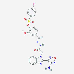 molecular formula C25H20FN7O6S B301392 4-(2-{[2-(4-amino-1,2,5-oxadiazol-3-yl)-1H-benzimidazol-1-yl]acetyl}carbohydrazonoyl)-2-methoxyphenyl 4-fluorobenzenesulfonate 