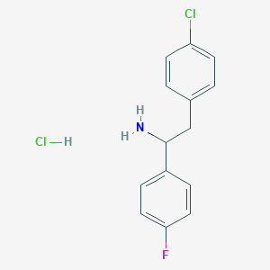 B3013924 2-(4-Chlorophenyl)-1-(4-fluorophenyl)ethanamine;hydrochloride CAS No. 2305255-61-0