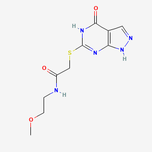 molecular formula C10H13N5O3S B3013926 N-(2-甲氧基乙基)-2-((4-氧代-4,5-二氢-1H-吡唑并[3,4-d]嘧啶-6-基)硫代)乙酰胺 CAS No. 877630-60-9