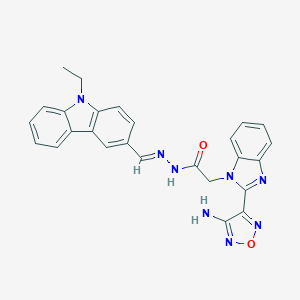 molecular formula C26H22N8O2 B301394 2-[2-(4-amino-1,2,5-oxadiazol-3-yl)-1H-benzimidazol-1-yl]-N'-[(9-ethyl-9H-carbazol-3-yl)methylene]acetohydrazide 