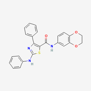 molecular formula C24H19N3O3S B3013947 N-(2,3-二氢苯并[b][1,4]二氧杂环-6-基)-4-苯基-2-(苯基氨基)噻唑-5-甲酰胺 CAS No. 304684-87-5