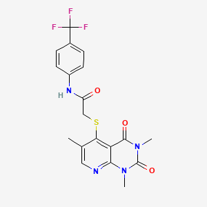 molecular formula C19H17F3N4O3S B3013952 N-(4-(trifluoromethyl)phenyl)-2-((1,3,6-trimethyl-2,4-dioxo-1,2,3,4-tetrahydropyrido[2,3-d]pyrimidin-5-yl)thio)acetamide CAS No. 899747-18-3
