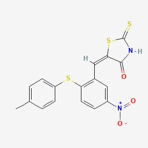 molecular formula C17H12N2O3S3 B3013955 5-({2-[(4-Methylphenyl)sulfanyl]-5-nitrophenyl}methylene)-2-thioxo-1,3-thiazolan-4-one CAS No. 286860-13-7