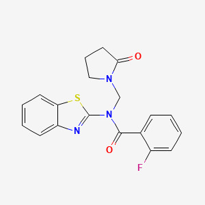 N-(1,3-benzothiazol-2-yl)-2-fluoro-N-[(2-oxopyrrolidin-1-yl)methyl]benzamide