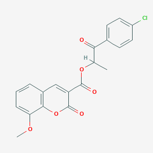molecular formula C20H15ClO6 B3013960 1-(4-chlorophenyl)-1-oxopropan-2-yl 8-methoxy-2-oxo-2H-chromene-3-carboxylate CAS No. 868153-54-2