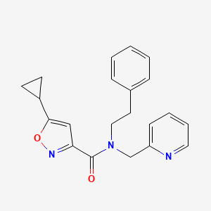 molecular formula C21H21N3O2 B3013962 5-cyclopropyl-N-phenethyl-N-(pyridin-2-ylmethyl)isoxazole-3-carboxamide CAS No. 1396858-86-8