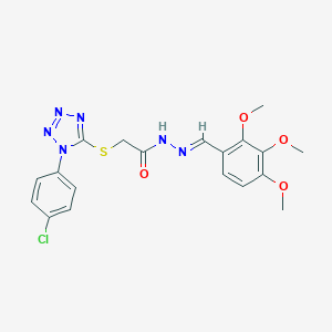 molecular formula C19H19ClN6O4S B301397 2-{[1-(4-chlorophenyl)-1H-tetraazol-5-yl]sulfanyl}-N'-(2,3,4-trimethoxybenzylidene)acetohydrazide 