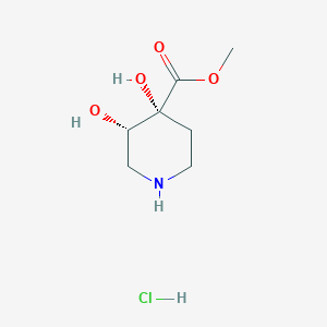 molecular formula C7H14ClNO4 B3013986 甲基(3S,4R)-3,4-二羟基哌啶-4-羧酸酯；盐酸盐 CAS No. 2416219-12-8