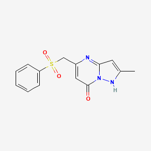 molecular formula C14H13N3O3S B3013993 2-甲基-5-[(苯磺酰)甲基]吡唑并[1,5-a]嘧啶-7-醇 CAS No. 691868-63-0