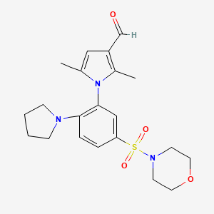 molecular formula C21H27N3O4S B3013998 2,5-二甲基-1-[5-(吗啉-4-磺酰基)-2-(吡咯烷-1-基)苯基]-1H-吡咯-3-甲醛 CAS No. 716373-76-1