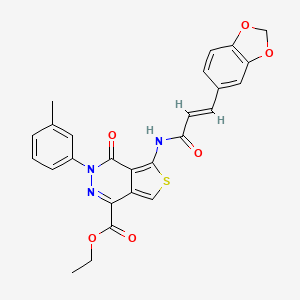 (E)-ethyl 5-(3-(benzo[d][1,3]dioxol-5-yl)acrylamido)-4-oxo-3-(m-tolyl)-3,4-dihydrothieno[3,4-d]pyridazine-1-carboxylate
