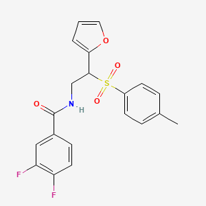 molecular formula C20H17F2NO4S B3014008 3,4-二氟-N-(2-(呋喃-2-基)-2-甲苯磺酰基乙基)苯甲酰胺 CAS No. 877816-14-3