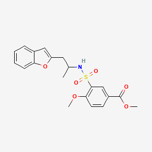 molecular formula C20H21NO6S B3014013 methyl 3-(N-(1-(benzofuran-2-yl)propan-2-yl)sulfamoyl)-4-methoxybenzoate CAS No. 2034222-72-3