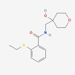 molecular formula C15H21NO3S B3014023 2-(ethylthio)-N-((4-hydroxytetrahydro-2H-pyran-4-yl)methyl)benzamide CAS No. 1351659-66-9
