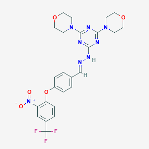 4-[2-Nitro-4-(trifluoromethyl)phenoxy]benzaldehyde [4,6-di(4-morpholinyl)-1,3,5-triazin-2-yl]hydrazone