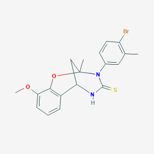 molecular formula C19H19BrN2O2S B3014039 3-(4-溴-3-甲基苯基)-10-甲氧基-2-甲基-5,6-二氢-2H-2,6-甲烷苯并[g][1,3,5]恶二唑环辛-4(3H)-硫酮 CAS No. 1019149-39-3