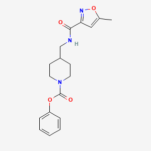 molecular formula C18H21N3O4 B3014049 Phenyl 4-((5-methylisoxazole-3-carboxamido)methyl)piperidine-1-carboxylate CAS No. 1234829-08-3