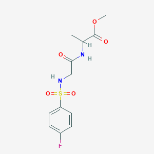 molecular formula C12H15FN2O5S B3014053 Methyl 2-[(2-{[(4-fluorophenyl)sulfonyl]amino}acetyl)amino]propanoate CAS No. 1396998-10-9