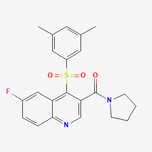 4-[(3,5-Dimethylphenyl)sulfonyl]-6-fluoro-3-(pyrrolidin-1-ylcarbonyl)quinoline