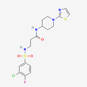 3-(3-chloro-4-fluorophenylsulfonamido)-N-(1-(thiazol-2-yl)piperidin-4-yl)propanamide