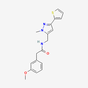 2-(3-Methoxyphenyl)-N-[(2-methyl-5-thiophen-2-ylpyrazol-3-yl)methyl]acetamide