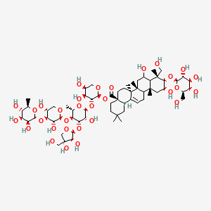 [(2S,3R,4S,5S)-3-[(2S,3R,4S,5S,6S)-4-[(2S,3R,4R)-3,4-dihydroxy-4-(hydroxymethyl)oxolan-2-yl]oxy-5-[(2S,3R,4S,5R)-3,5-dihydroxy-4-[(2R,3S,4S,5S,6R)-3,4,5-trihydroxy-6-methyloxan-2-yl]oxyoxan-2-yl]oxy-3-hydroxy-6-methyloxan-2-yl]oxy-4,5-dihydroxyoxan-2-yl] (4aS,6aS,6bR,9R,10S,11R,12aR,14bS)-8,11-dihydroxy-9-(hydroxymethyl)-2,2,6a,6b,9,12a-hexamethyl-10-[(2R,3R,4S,5S,6R)-3,4,5-trihydroxy-6-(hydroxymethyl)oxan-2-yl]oxy-1,3,4,5,6,6a,7,8,8a,10,11,12,13,14b-tetradecahydropicene-4a-carboxylate