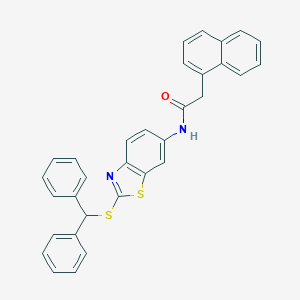 molecular formula C32H24N2OS2 B301409 N-[2-(benzhydrylsulfanyl)-1,3-benzothiazol-6-yl]-2-(1-naphthyl)acetamide 