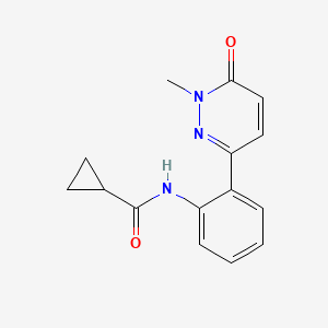 molecular formula C15H15N3O2 B3014091 N-(2-(1-methyl-6-oxo-1,6-dihydropyridazin-3-yl)phenyl)cyclopropanecarboxamide CAS No. 1428353-10-9