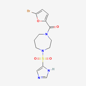 molecular formula C13H15BrN4O4S B3014093 (4-((1H-imidazol-4-yl)sulfonyl)-1,4-diazepan-1-yl)(5-bromofuran-2-yl)methanone CAS No. 1903892-51-2