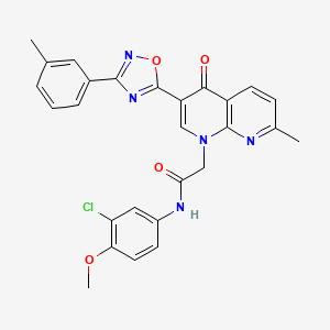 molecular formula C27H22ClN5O4 B3014103 N-(3-氯-4-甲氧基苯基)-2-(7-甲基-4-氧代-3-(3-(间甲苯基)-1,2,4-恶二唑-5-基)-1,8-萘啶-1(4H)-基)乙酰胺 CAS No. 1030134-24-7