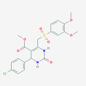 molecular formula C21H21ClN2O7S B3014107 Methyl 4-(4-chlorophenyl)-6-(((3,4-dimethoxyphenyl)sulfonyl)methyl)-2-oxo-1,2,3,4-tetrahydropyrimidine-5-carboxylate CAS No. 931935-96-5