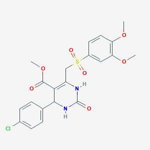 molecular formula C21H21ClN2O7S B3014107 4-(4-氯苯基)-6-(((3,4-二甲氧基苯基)磺酰基)甲基)-2-氧代-1,2,3,4-四氢嘧啶-5-甲酸甲酯 CAS No. 931935-96-5