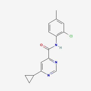 molecular formula C15H14ClN3O B3014112 N-(2-Chloro-4-methylphenyl)-6-cyclopropylpyrimidine-4-carboxamide CAS No. 2415524-18-2