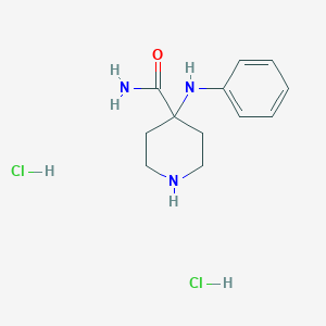 molecular formula C12H19Cl2N3O B3014113 4-Anilinopiperidine-4-carboxamide;dihydrochloride CAS No. 2095409-69-9