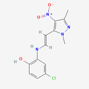 4-chloro-2-[[(E)-2-(2,5-dimethyl-4-nitropyrazol-3-yl)ethenyl]amino]phenol