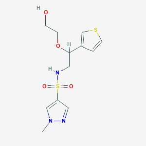 molecular formula C12H17N3O4S2 B3014124 N-(2-(2-hydroxyethoxy)-2-(thiophen-3-yl)ethyl)-1-methyl-1H-pyrazole-4-sulfonamide CAS No. 2034305-03-6