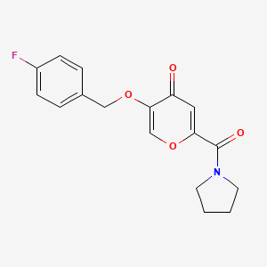 molecular formula C17H16FNO4 B3014135 5-((4-fluorobenzyl)oxy)-2-(pyrrolidine-1-carbonyl)-4H-pyran-4-one CAS No. 1021134-63-3