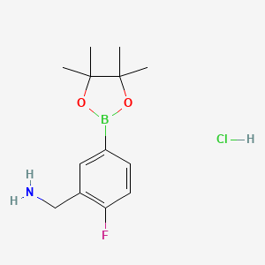 (2-Fluoro-5-(4,4,5,5-tetramethyl-1,3,2-dioxaborolan-2-yl)phenyl)methanamine hydrochloride