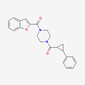 molecular formula C23H22N2O3 B3014147 (4-(Benzofuran-2-carbonyl)piperazin-1-yl)(2-phenylcyclopropyl)methanone CAS No. 1211161-93-1