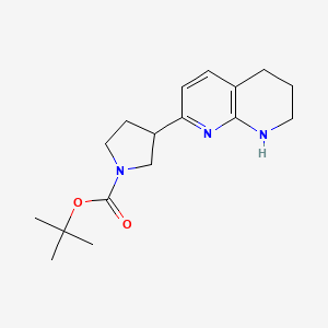 molecular formula C17H25N3O2 B3014153 Tert-butyl 3-(5,6,7,8-tetrahydro-1,8-naphthyridin-2-yl)pyrrolidine-1-carboxylate CAS No. 1955518-11-2