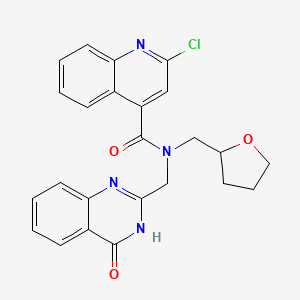 2-chloro-N-[(4-oxo-3,4-dihydroquinazolin-2-yl)methyl]-N-[(oxolan-2-yl)methyl]quinoline-4-carboxamide