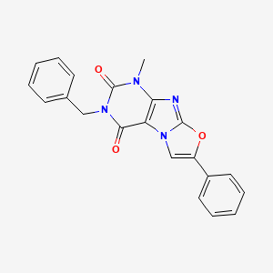 molecular formula C21H16N4O3 B3014156 2-Benzyl-4-methyl-7-phenylpurino[8,7-b][1,3]oxazole-1,3-dione CAS No. 902307-35-1