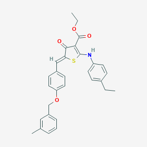 ethyl (5Z)-2-(4-ethylanilino)-5-[[4-[(3-methylphenyl)methoxy]phenyl]methylidene]-4-oxothiophene-3-carboxylate