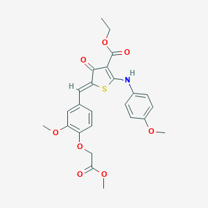 molecular formula C25H25NO8S B301419 ethyl (5Z)-2-(4-methoxyanilino)-5-[[3-methoxy-4-(2-methoxy-2-oxoethoxy)phenyl]methylidene]-4-oxothiophene-3-carboxylate 
