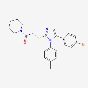 molecular formula C23H24BrN3OS B3014193 2-((5-(4-bromophenyl)-1-(p-tolyl)-1H-imidazol-2-yl)thio)-1-(piperidin-1-yl)ethanone CAS No. 1207056-94-7