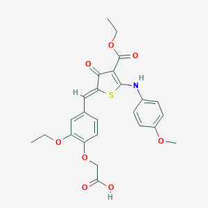 2-[2-ethoxy-4-[(Z)-[4-ethoxycarbonyl-5-(4-methoxyanilino)-3-oxothiophen-2-ylidene]methyl]phenoxy]acetic acid
