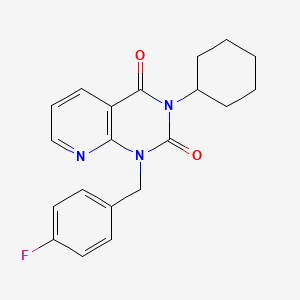 molecular formula C20H20FN3O2 B3014206 3-cyclohexyl-1-[(4-fluorophenyl)methyl]-1H,2H,3H,4H-pyrido[2,3-d]pyrimidine-2,4-dione CAS No. 902922-44-5