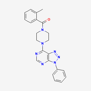 molecular formula C22H21N7O B3014209 (4-(3-phenyl-3H-[1,2,3]triazolo[4,5-d]pyrimidin-7-yl)piperazin-1-yl)(o-tolyl)methanone CAS No. 920218-00-4